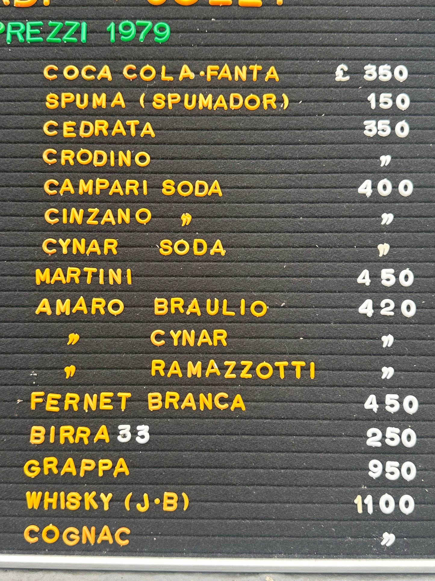 Listino prezzi - Bar Bilardi Jolly