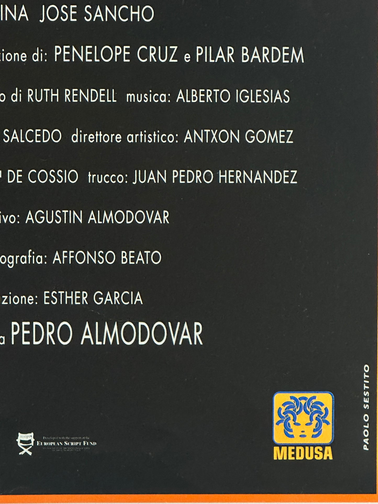 Locandina originale di cinema - Carne Tremula Pedro Almodóvar