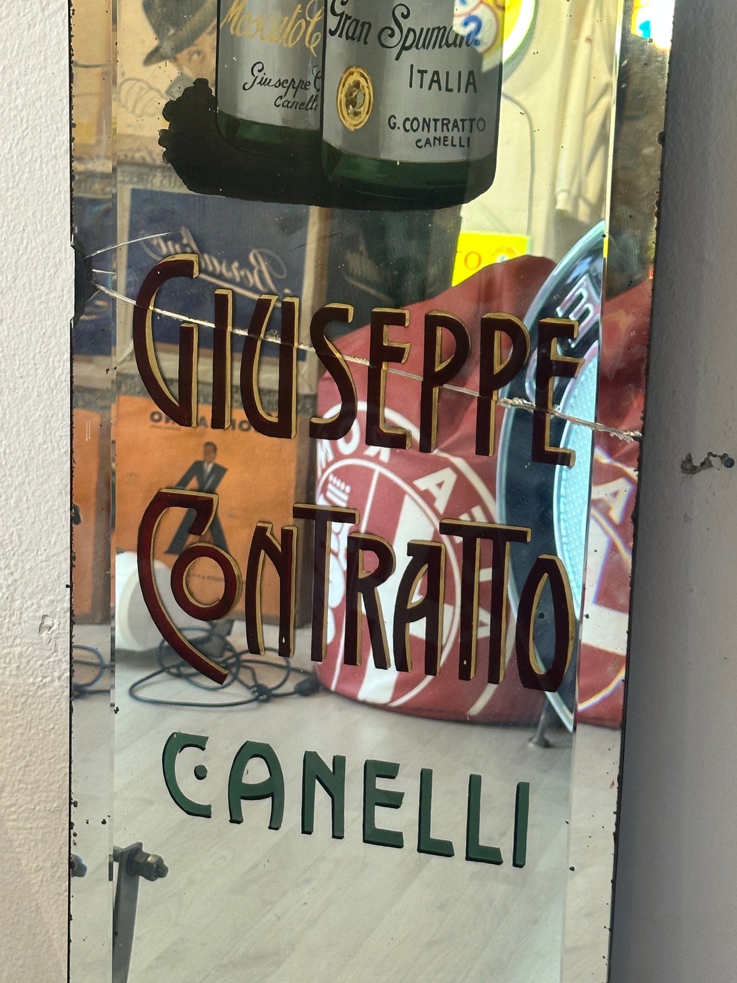 Specchio pubblicitario originale - vini e spumanti Contratto Canelli