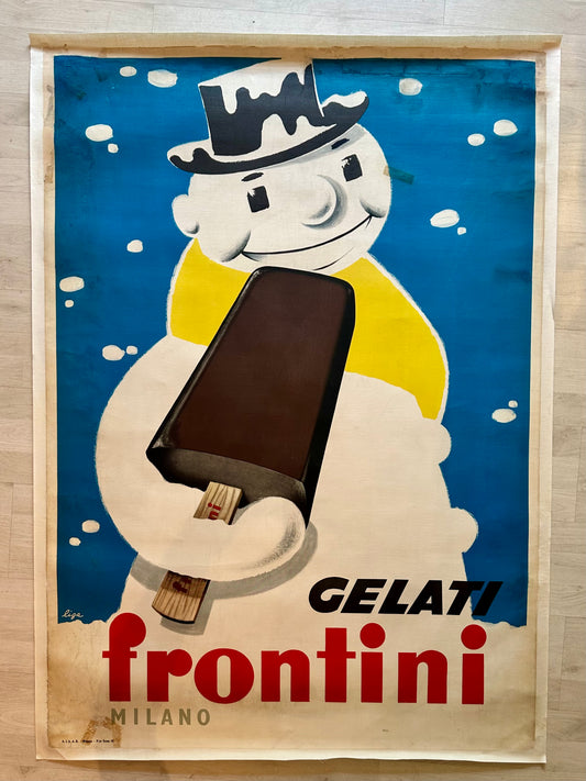Manifesto pubblicitario originale - Gelati Frontini Milano