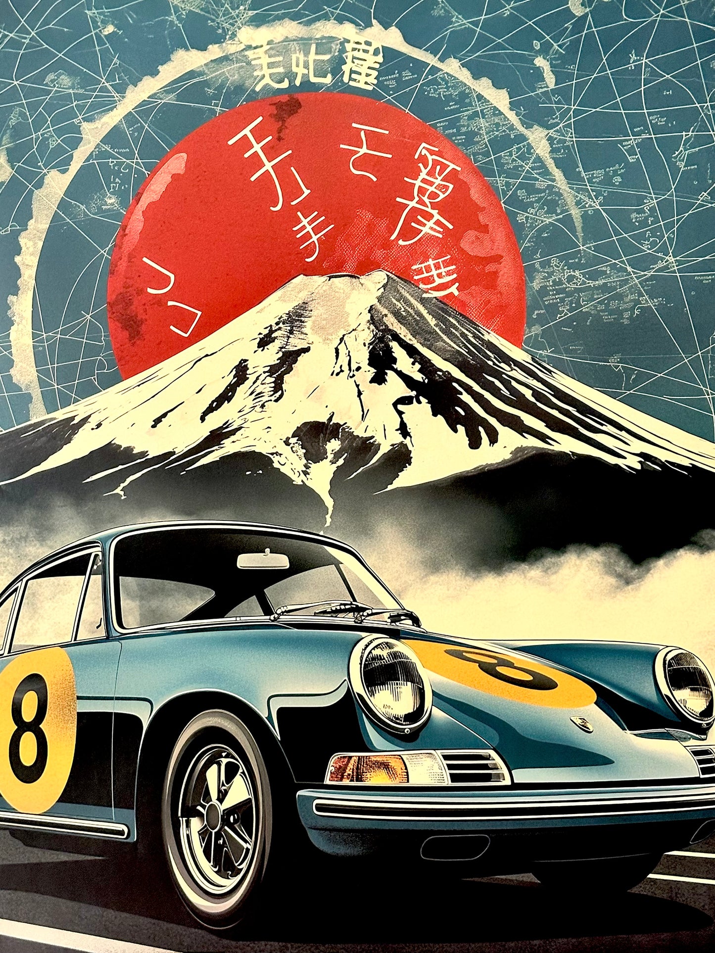 Manifesto decorativo - Giappone Monte Fuji Porsche 996