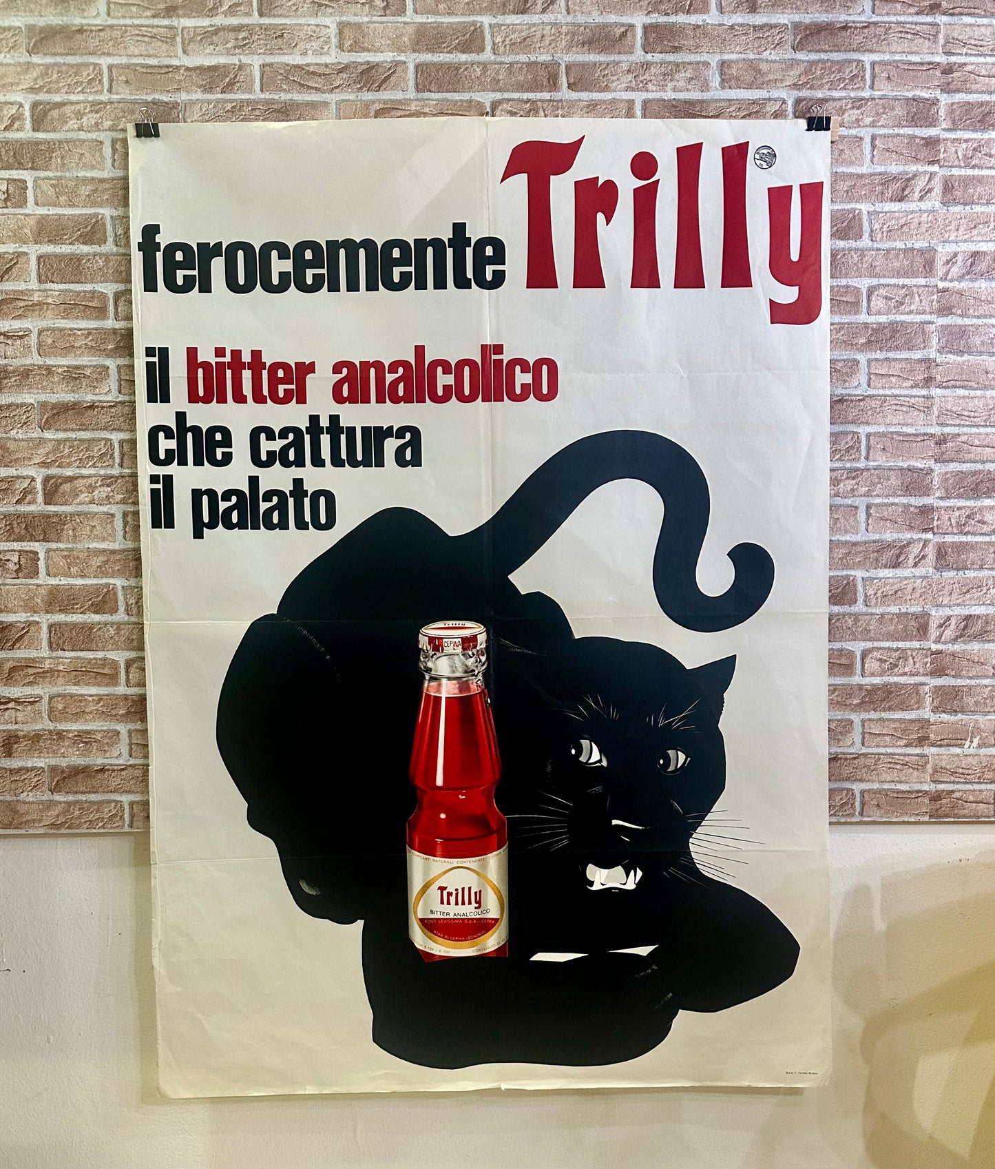 Manifesto originale pubblicitario - Bitter Analcolico Trilly