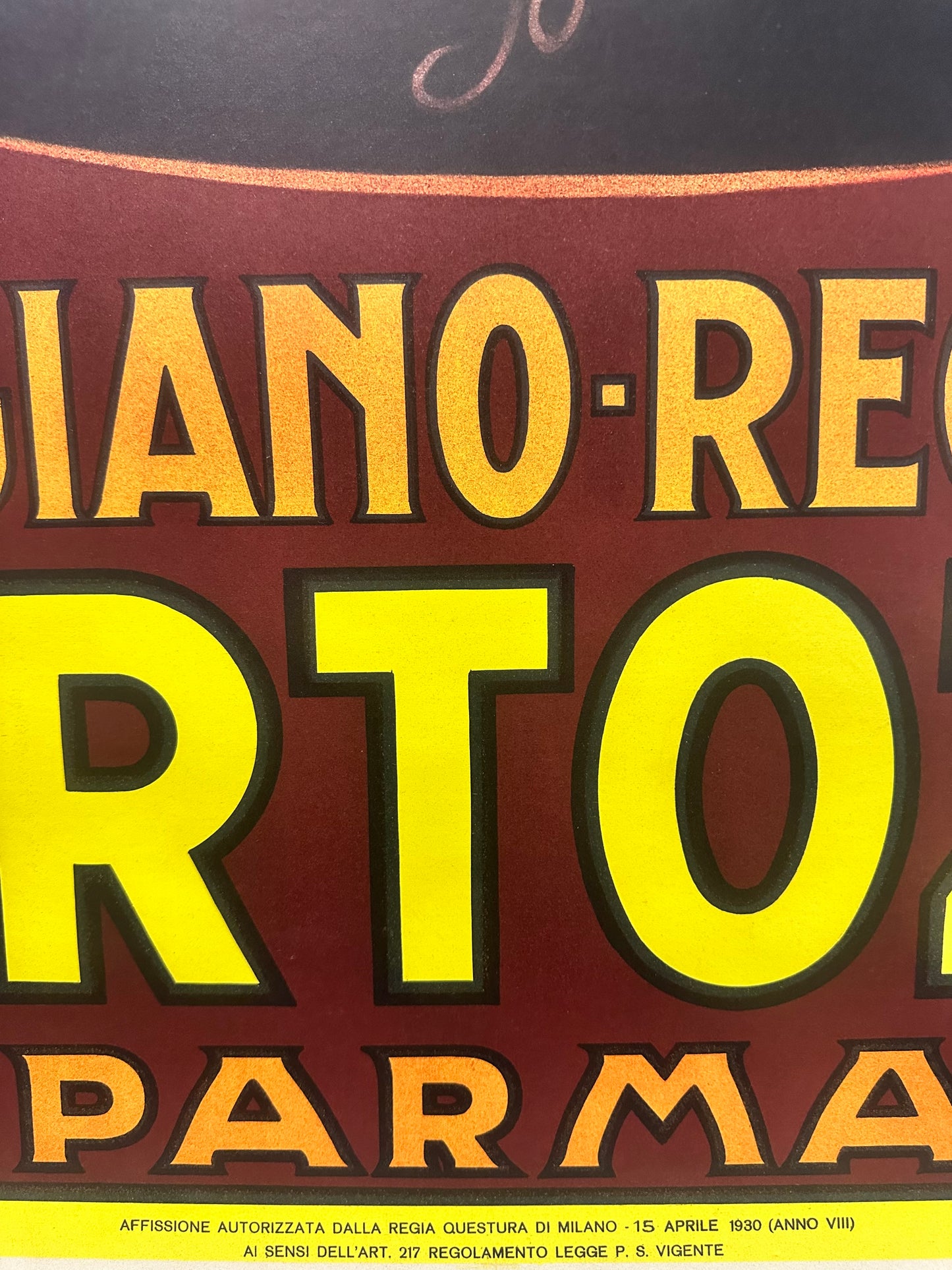 Manifesto pubblicitario originale - Parmigiano Bertozzi