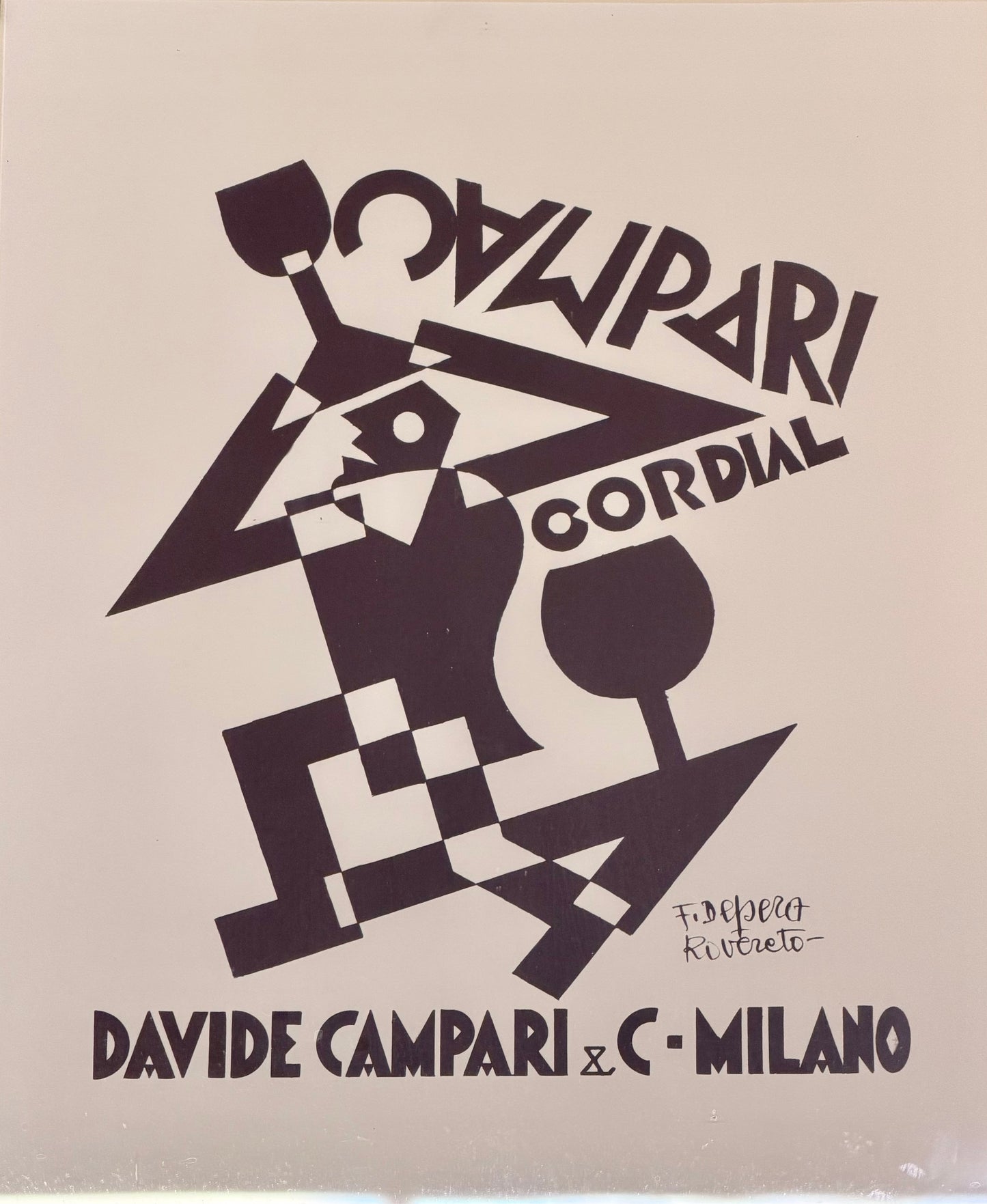 Manifesto originale in cornice - Campari Cordial - Fortunato Depero