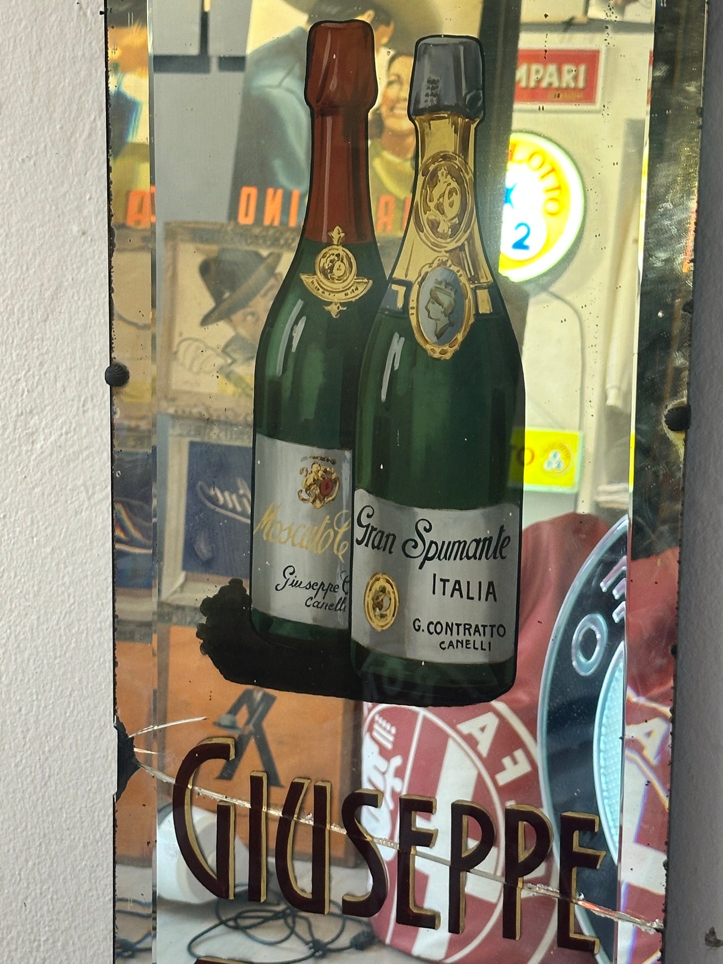 Specchio pubblicitario originale - vini e spumanti Contratto Canelli
