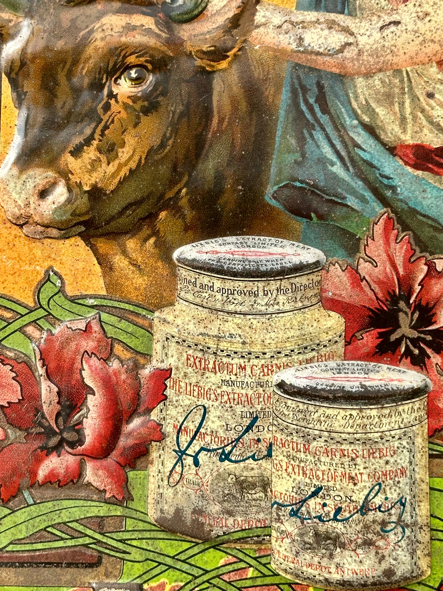 Insegna litografata originale Brodo Liebig