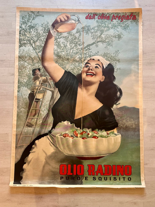 Manifesto pubblicitario originale - Olio Radino