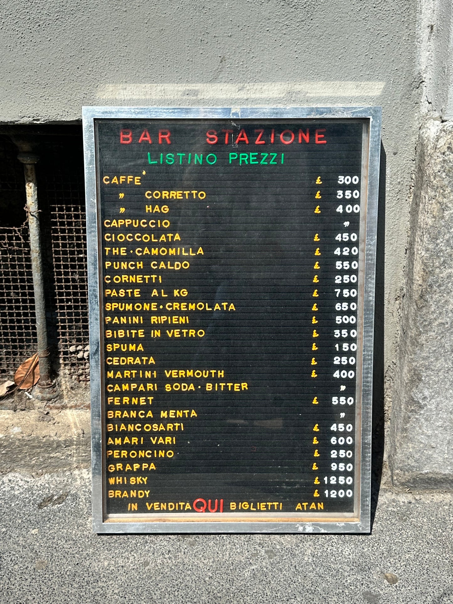 Listino prezzi - Bar Stazione