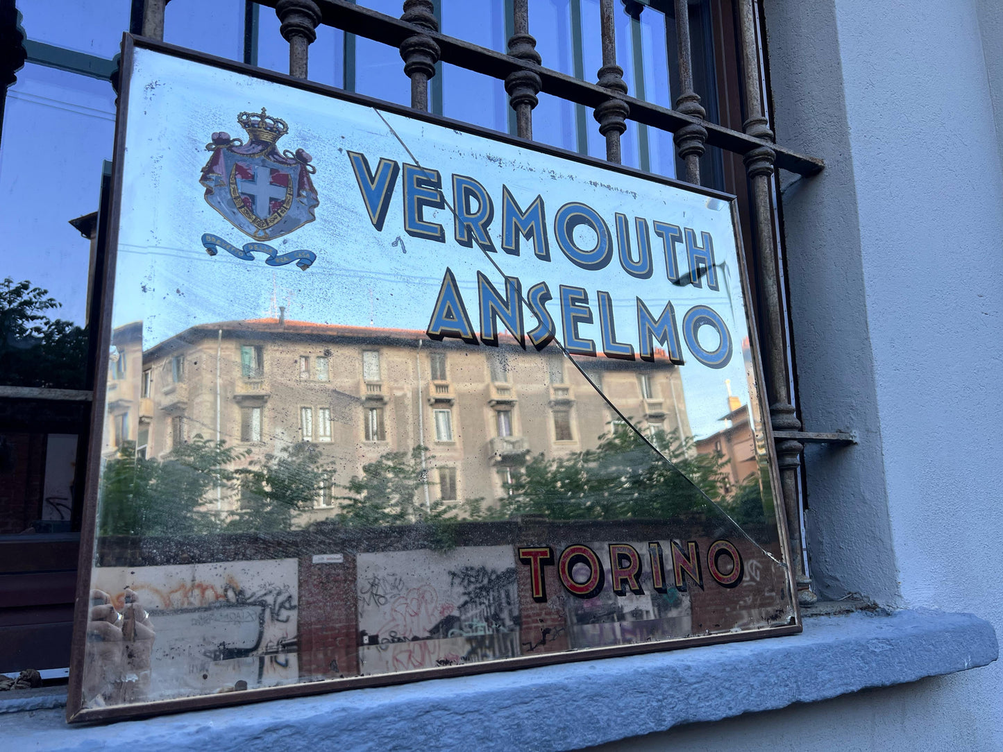 Specchio pubblicitario originale - Vermouth Anselmo Torino