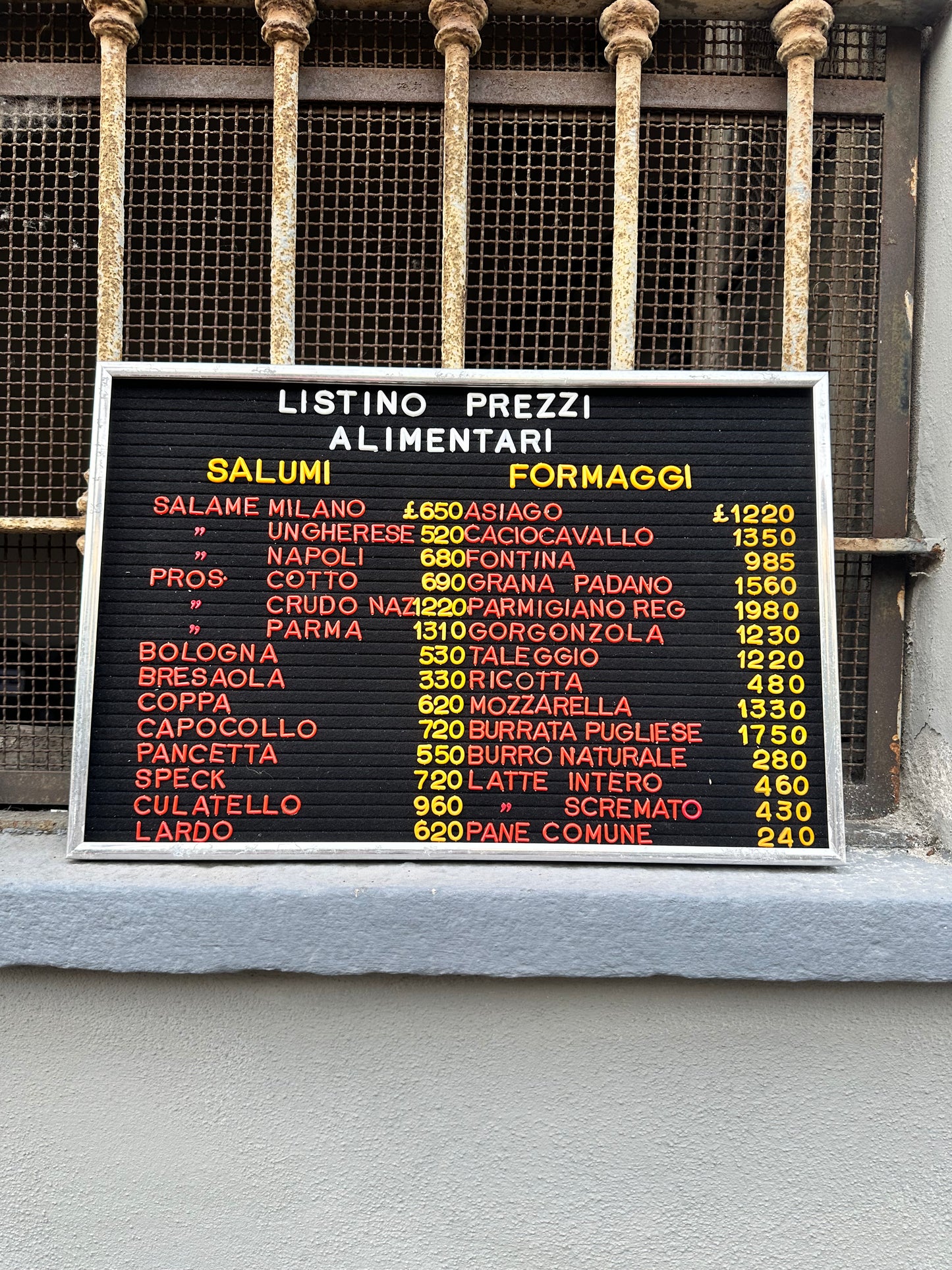 Listino prezzi - Alimentari