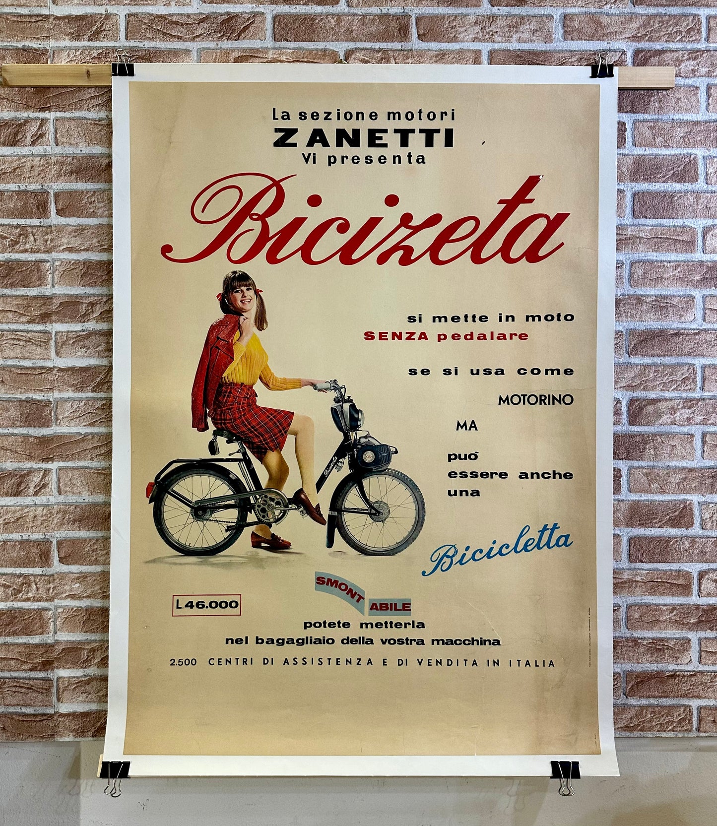 Manifesto pubblicitario originale - Bicizeta Zanetti Bologna