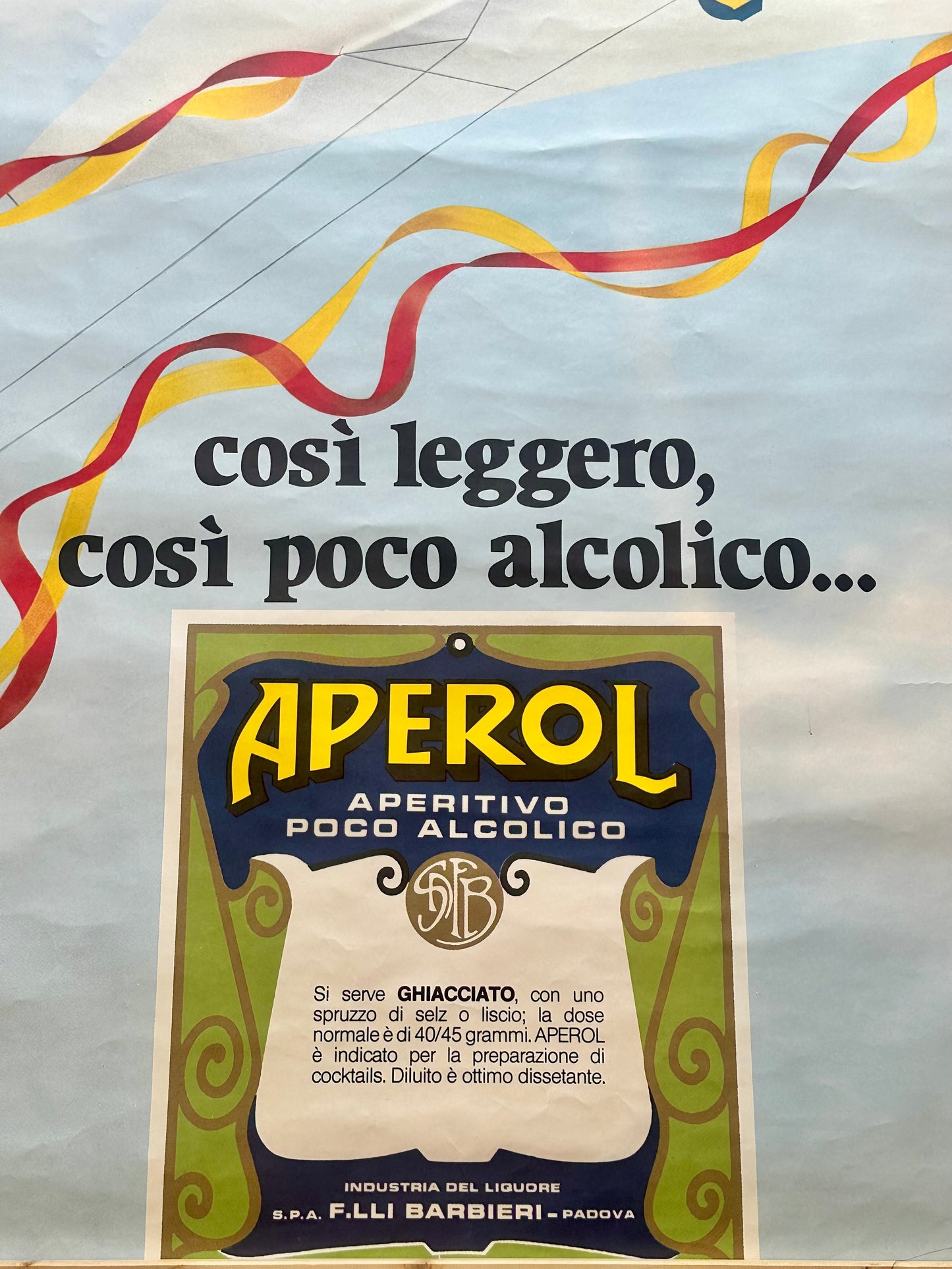 Manifesto pubblicitario originale - Aperol aperitivo poco alcolico