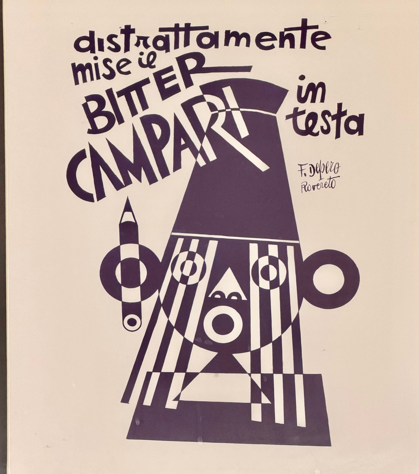 Manifesto originale in cornice - Bitter Campari - Fortunato Depero