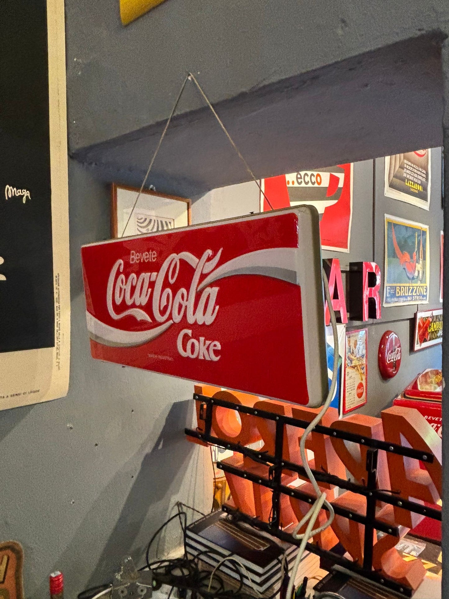 Insegna pubblicitaria originale - Bevete Coca Cola