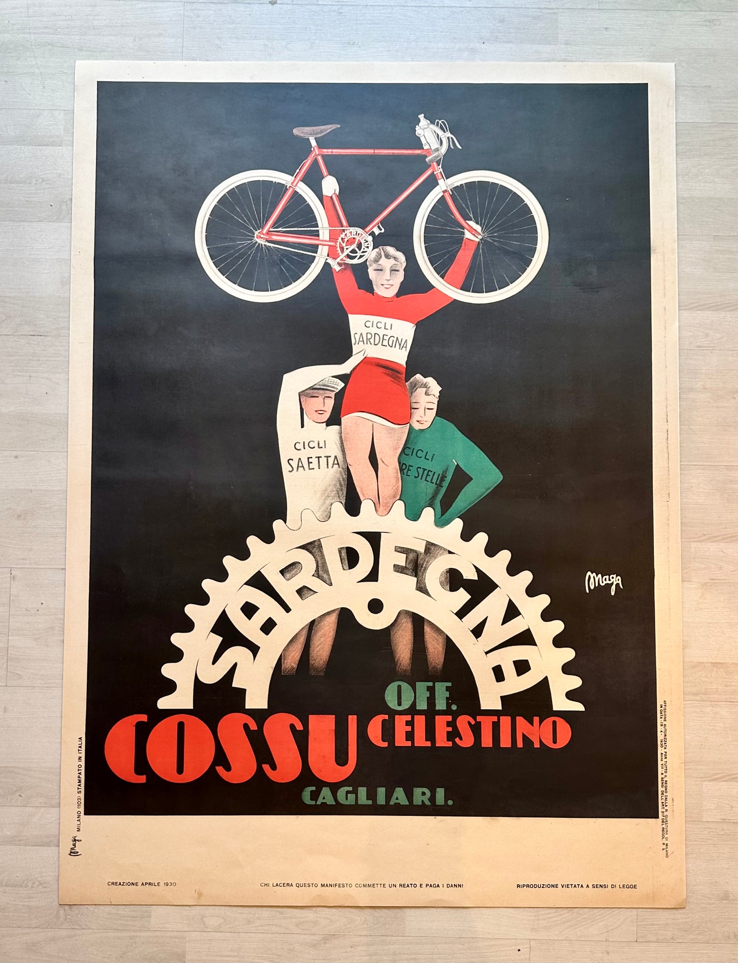Manifesto pubblicitario originale - Cicli Cossu Sardegna