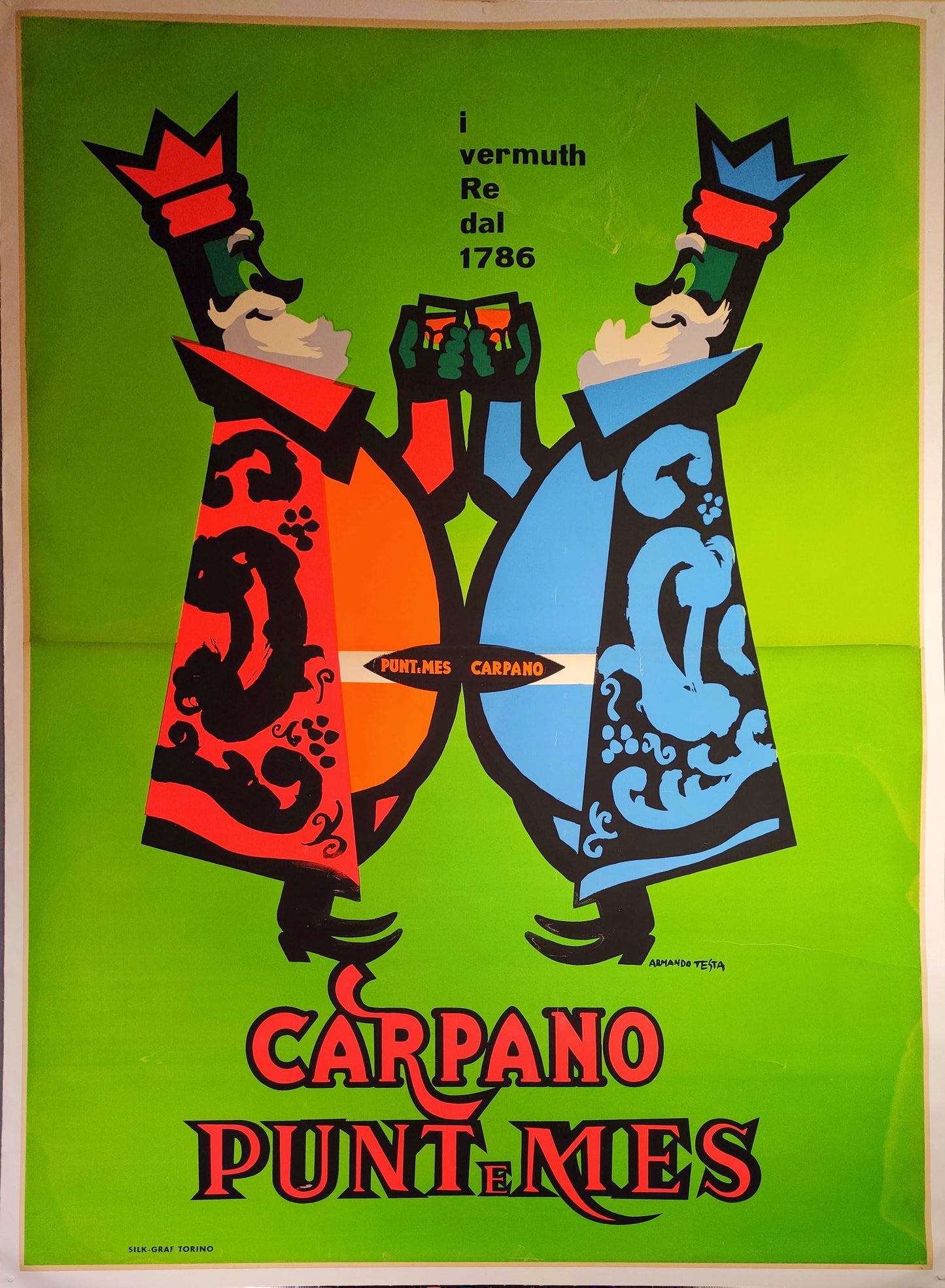 Manifesto originale pubblicitario - Re Carpano Punt E Mes 1949