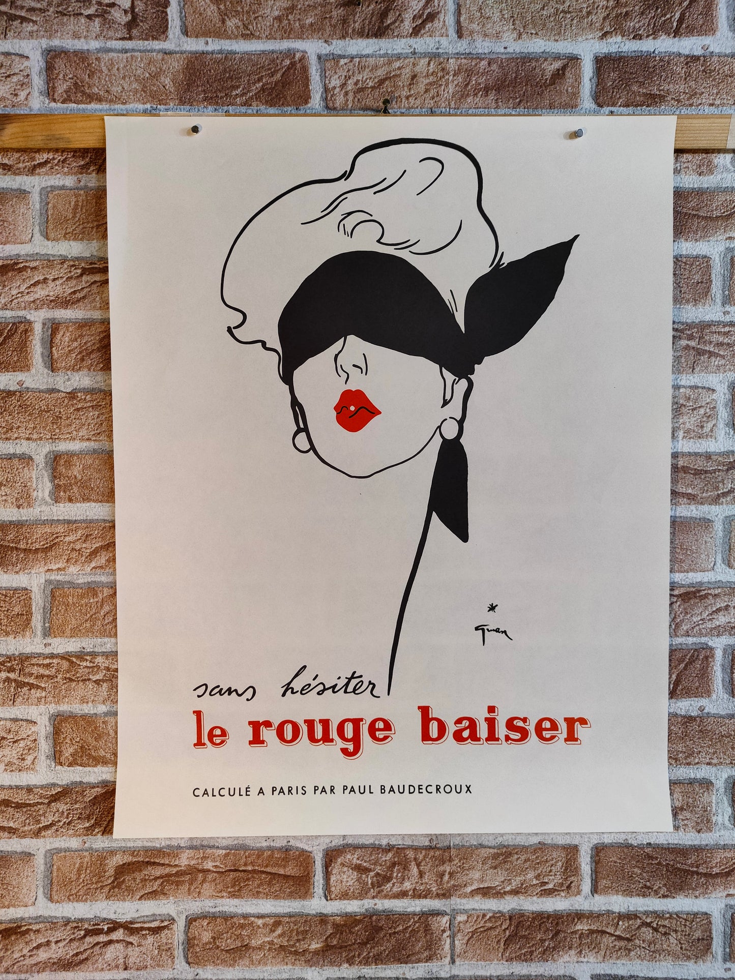 Manifesto originale pubblicitario - Rouge Baiser (Bacio)