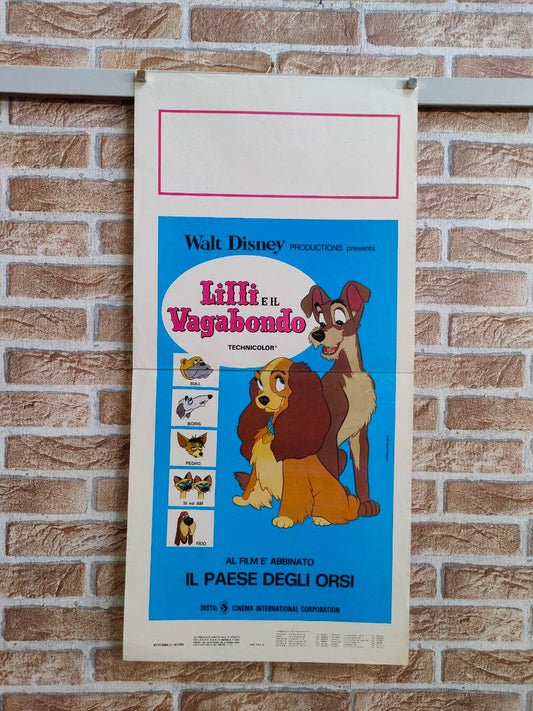 Locandina originale di cinema - Walt Disney - "Lilli e il Vagabondo"