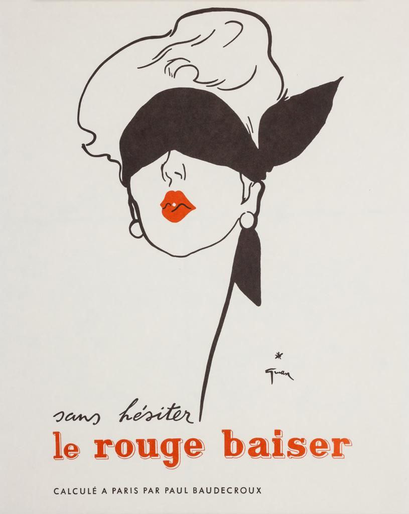 Manifesto originale pubblicitario - Rouge Baiser (Bacio)