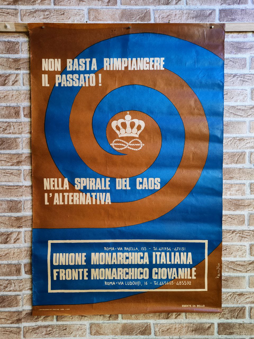 Manifesto originale pubblicitario - Nella spirale del caos, Unione Monarchica Italiana