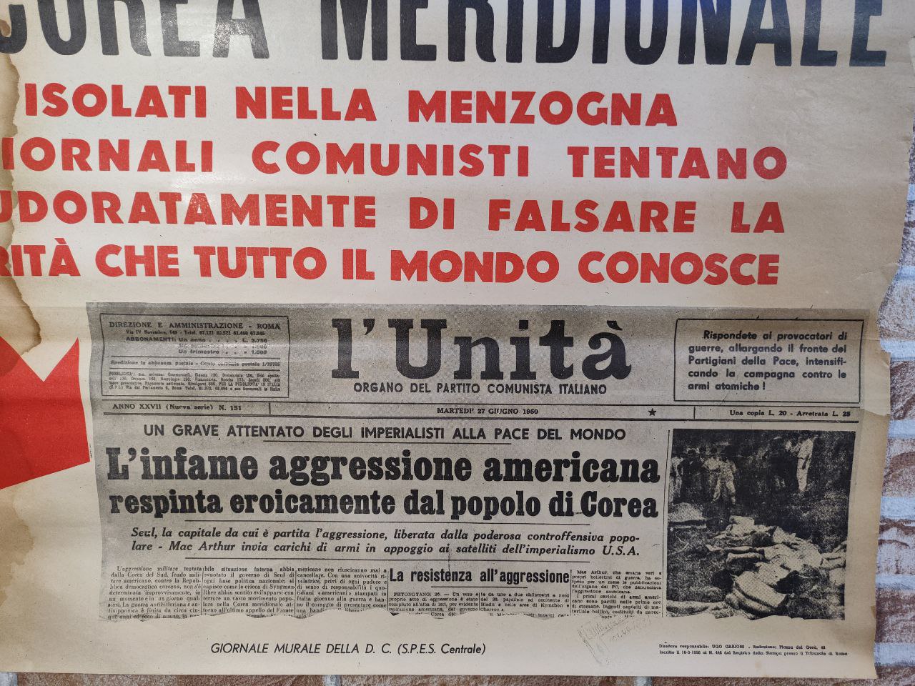 Manifesto originale pubblicitario - Giornale Murale della D.C.