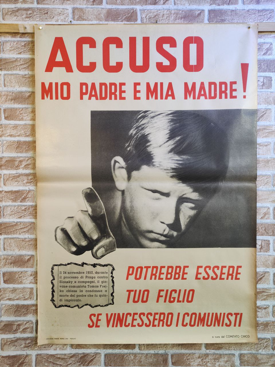 Manifesto originale pubblicitario - Comitato Civico - Accuso mio padre