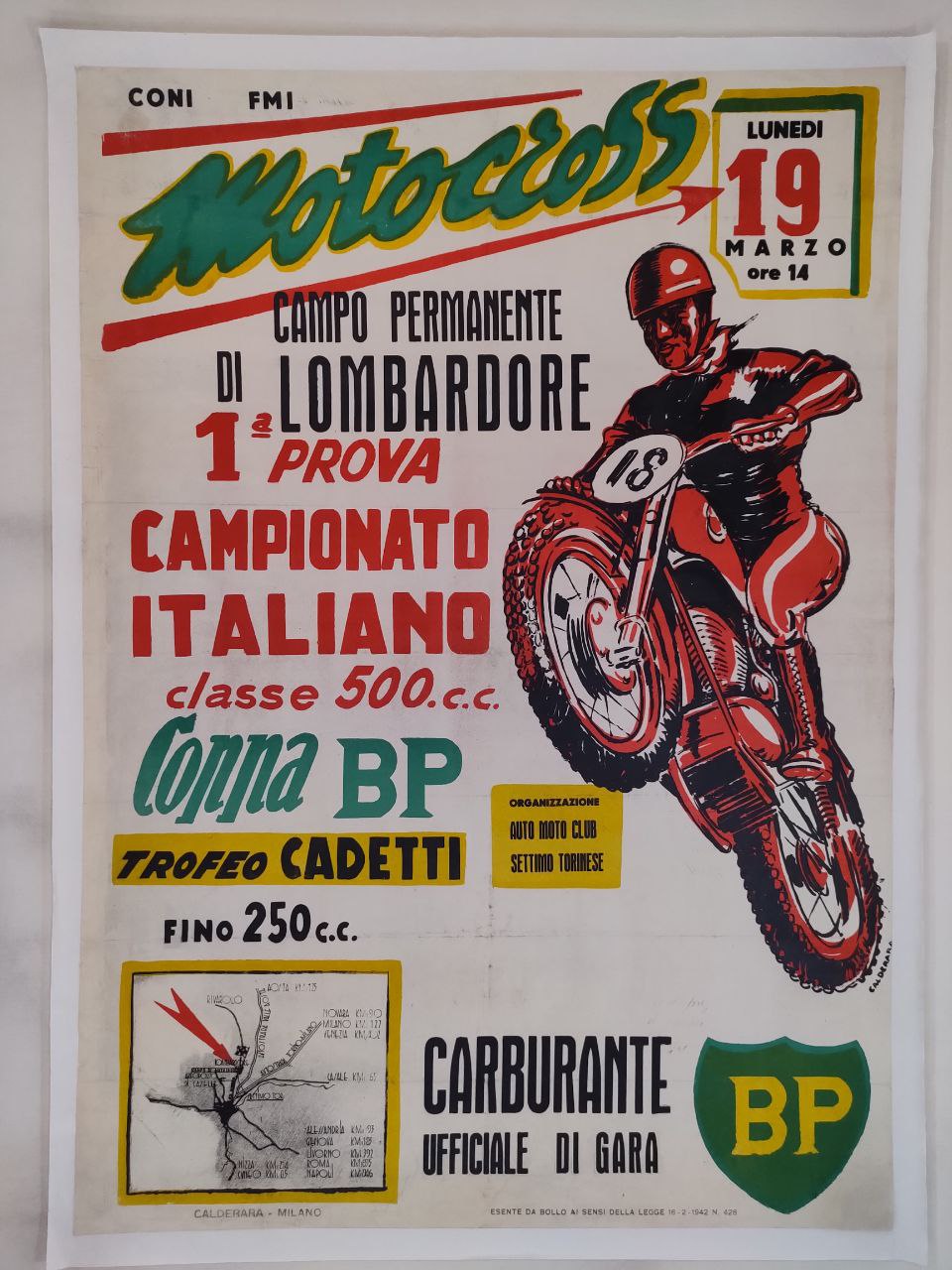 Manifesto originale pubblicitario - Campionato Italiano Motocross - BP