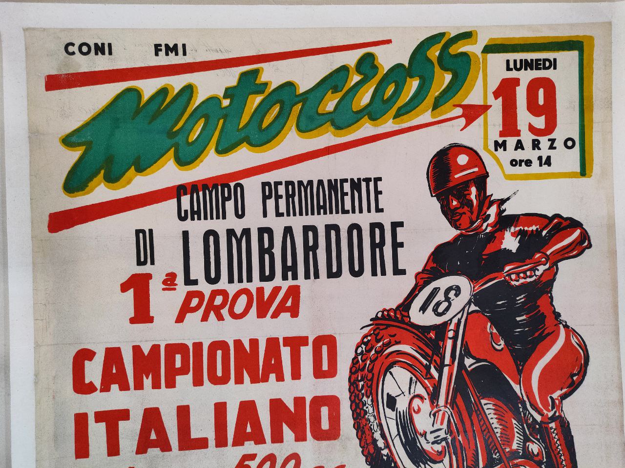 Manifesto originale pubblicitario - Campionato Italiano Motocross - BP