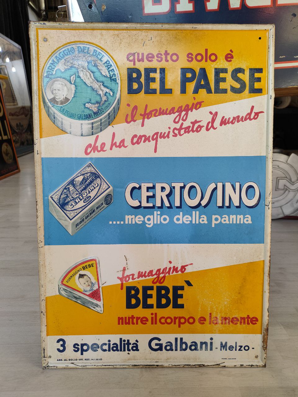 Insegna litografata - Galbani, Bel Paese, Certosino, Bebè