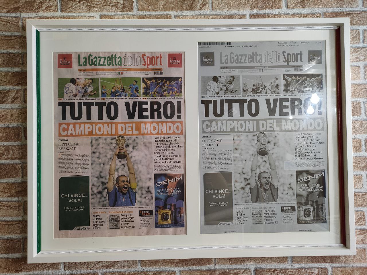 Pagina di giornale e matrice di stampa originale - Gazzetta dello Sport, Campioni del Mondo 2006