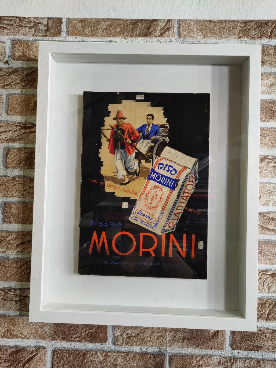 Bozzetto a tempera pubblicitario in cornice - Riseria Morini