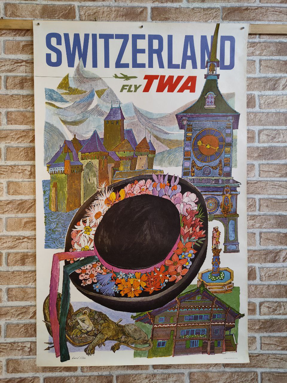 Manifesto originale pubblicitario - TWA Switzerland