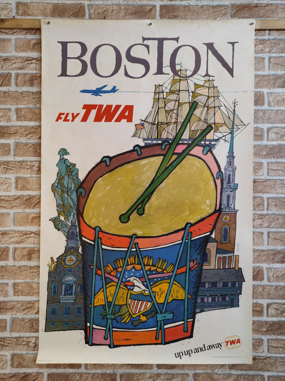 Manifesto originale pubblicitario - TWA Boston