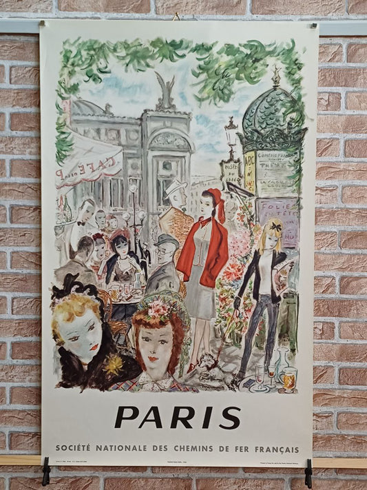 Manifesto originale pubblicitario - Parigi - Paris SNCF