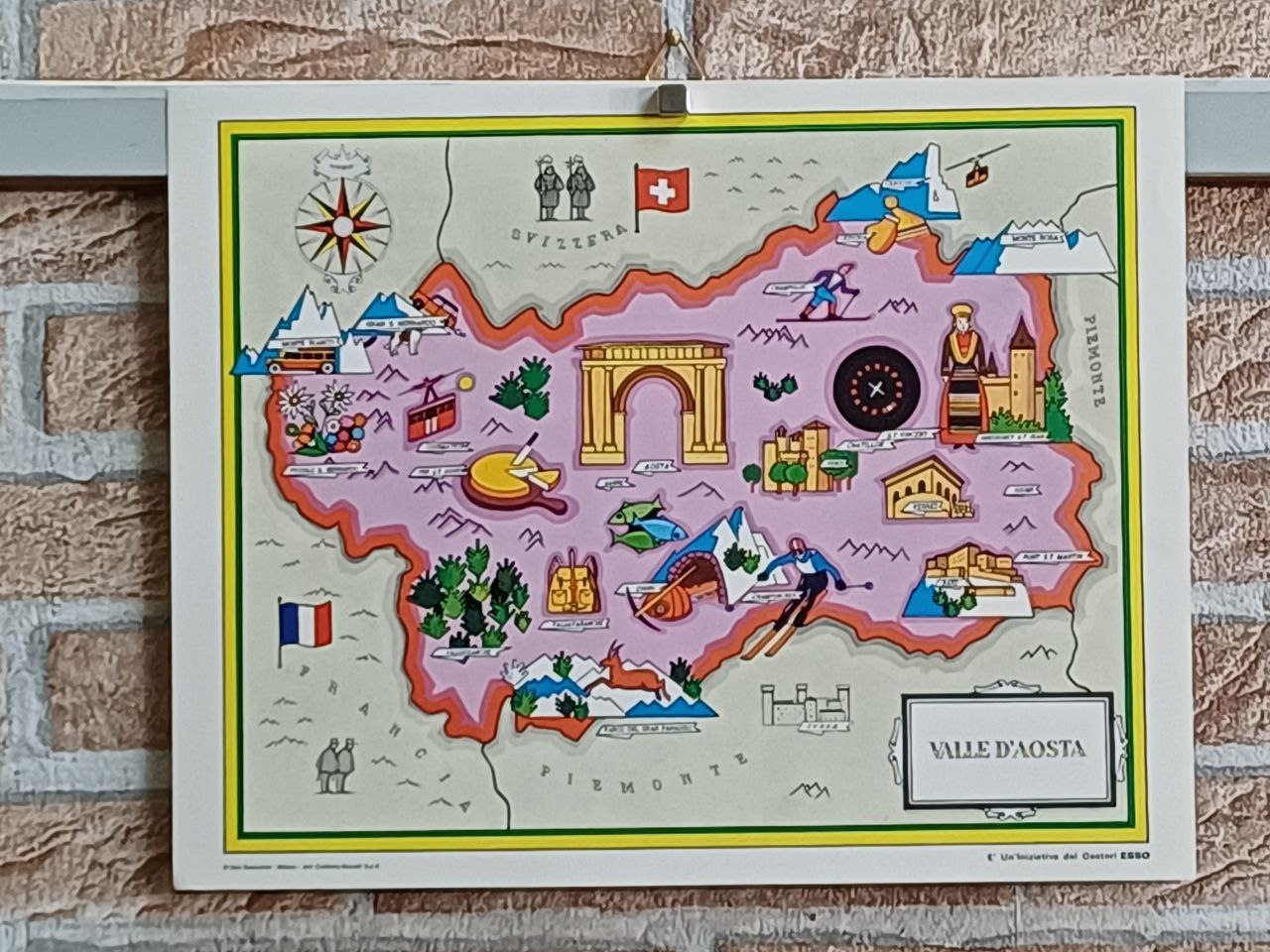 Locandina pubblicitaria Esso - regioni d'Italia