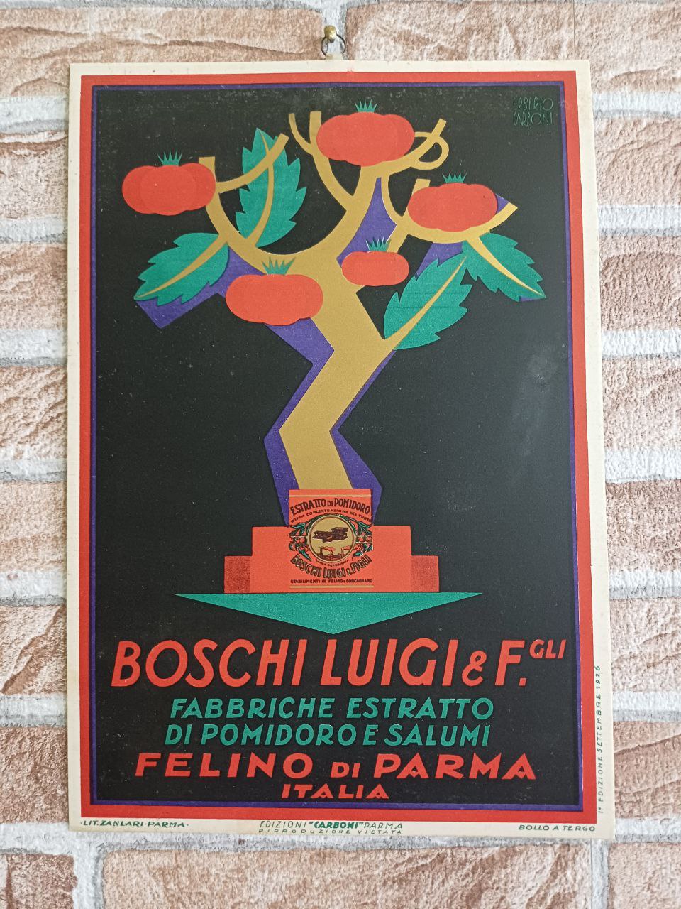 Cartonato pubblicitario Boschi Luigi e Figli - Felino di Parma