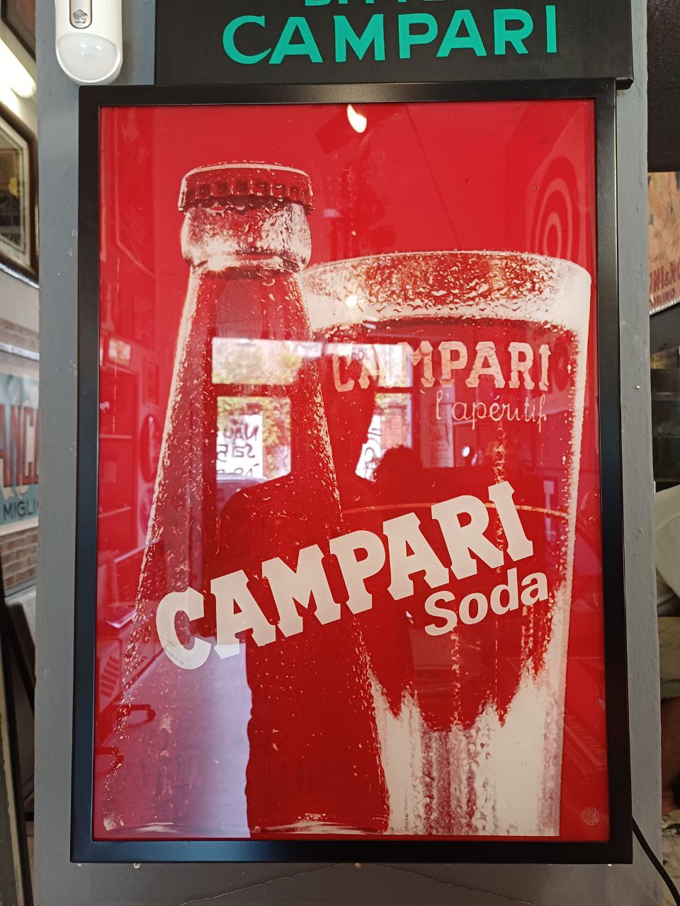 Insegna Vetrofania Campari anni 70 luminosa