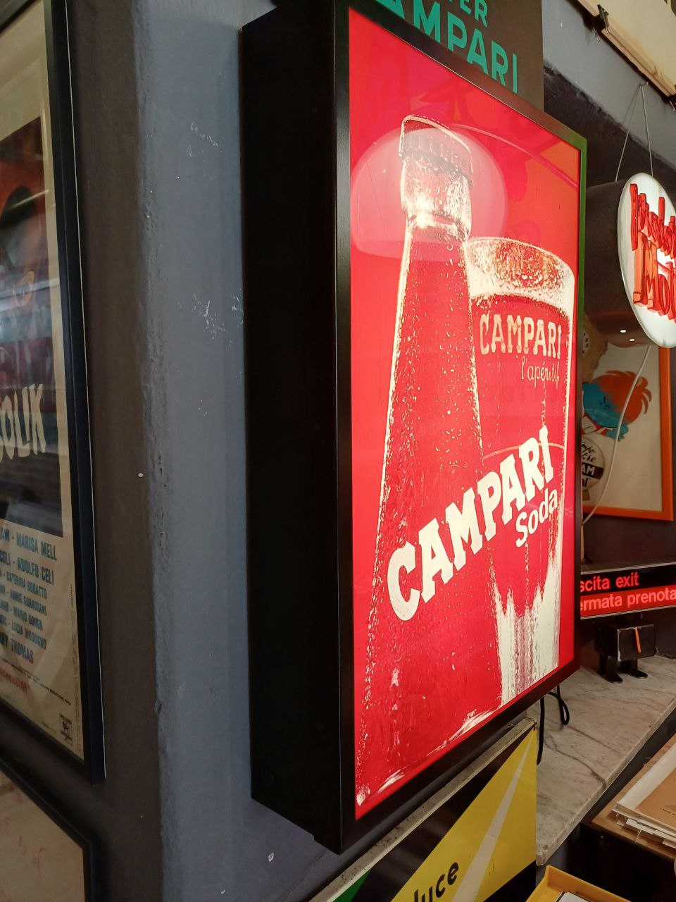 Insegna Vetrofania Campari anni 70 luminosa