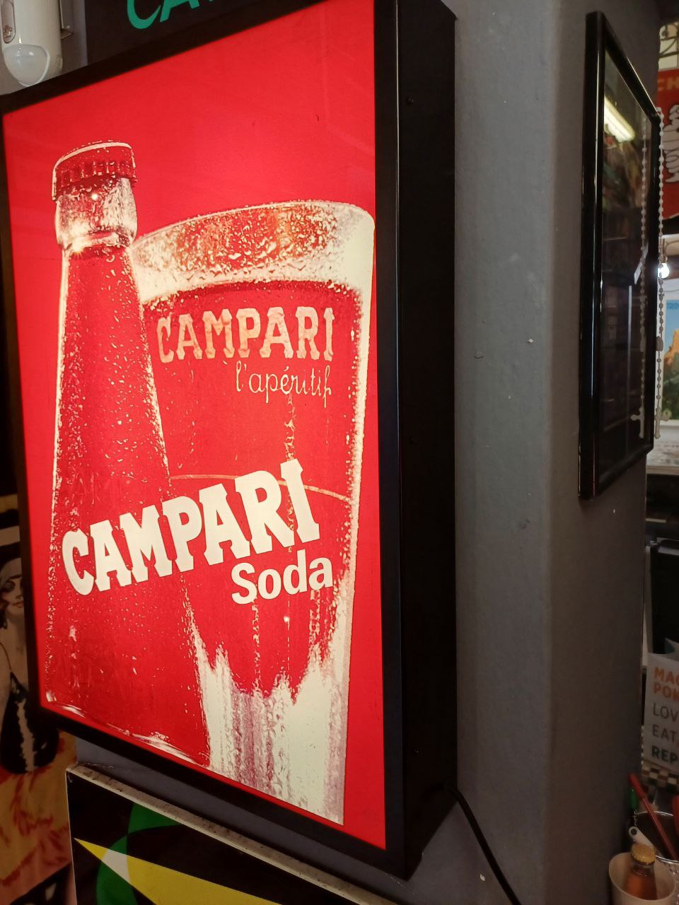 Insegna Vetrofania Campari anni 70 luminosa