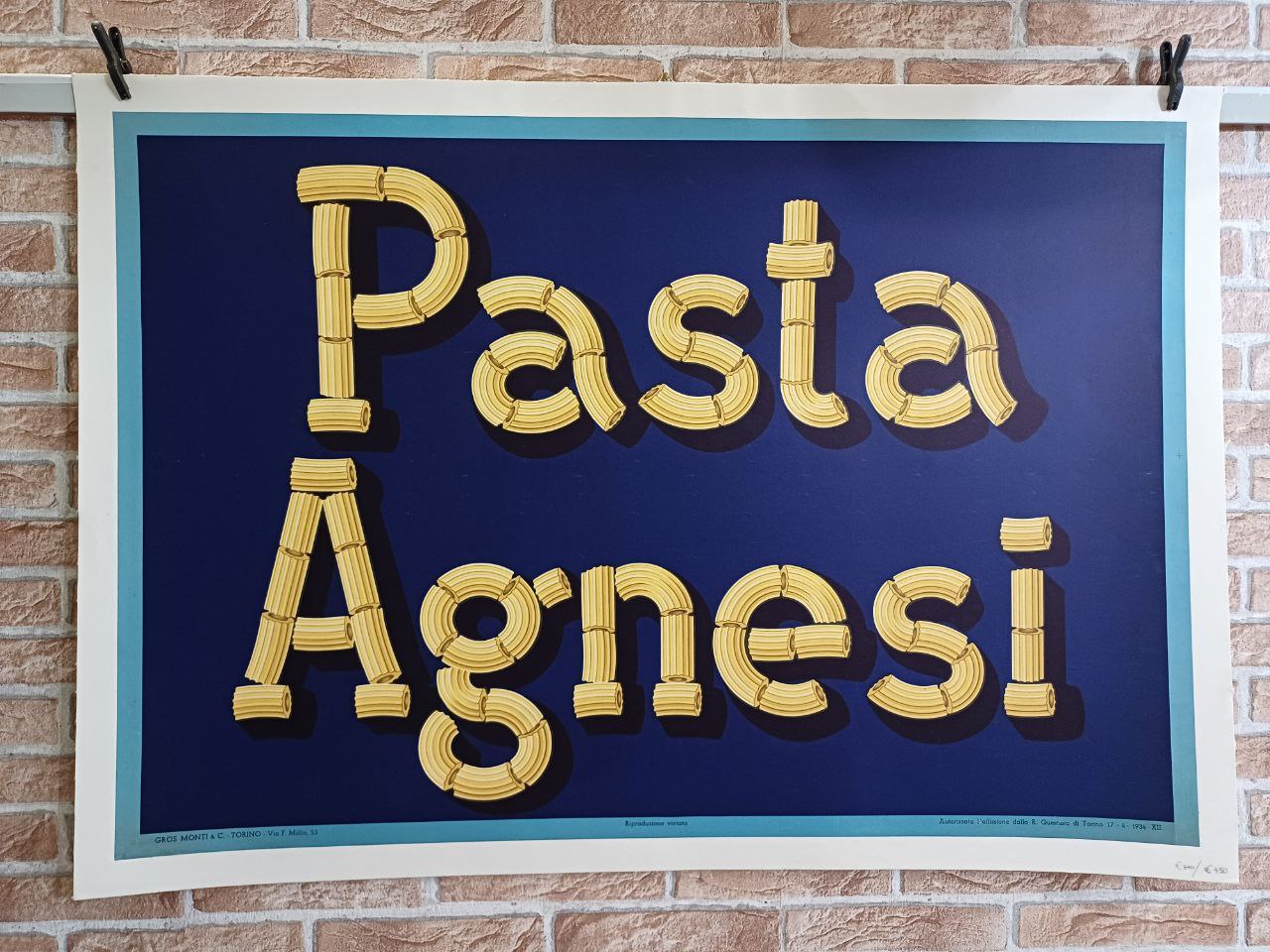 Manifesto pubblicitario originale - Pasta Agnesi