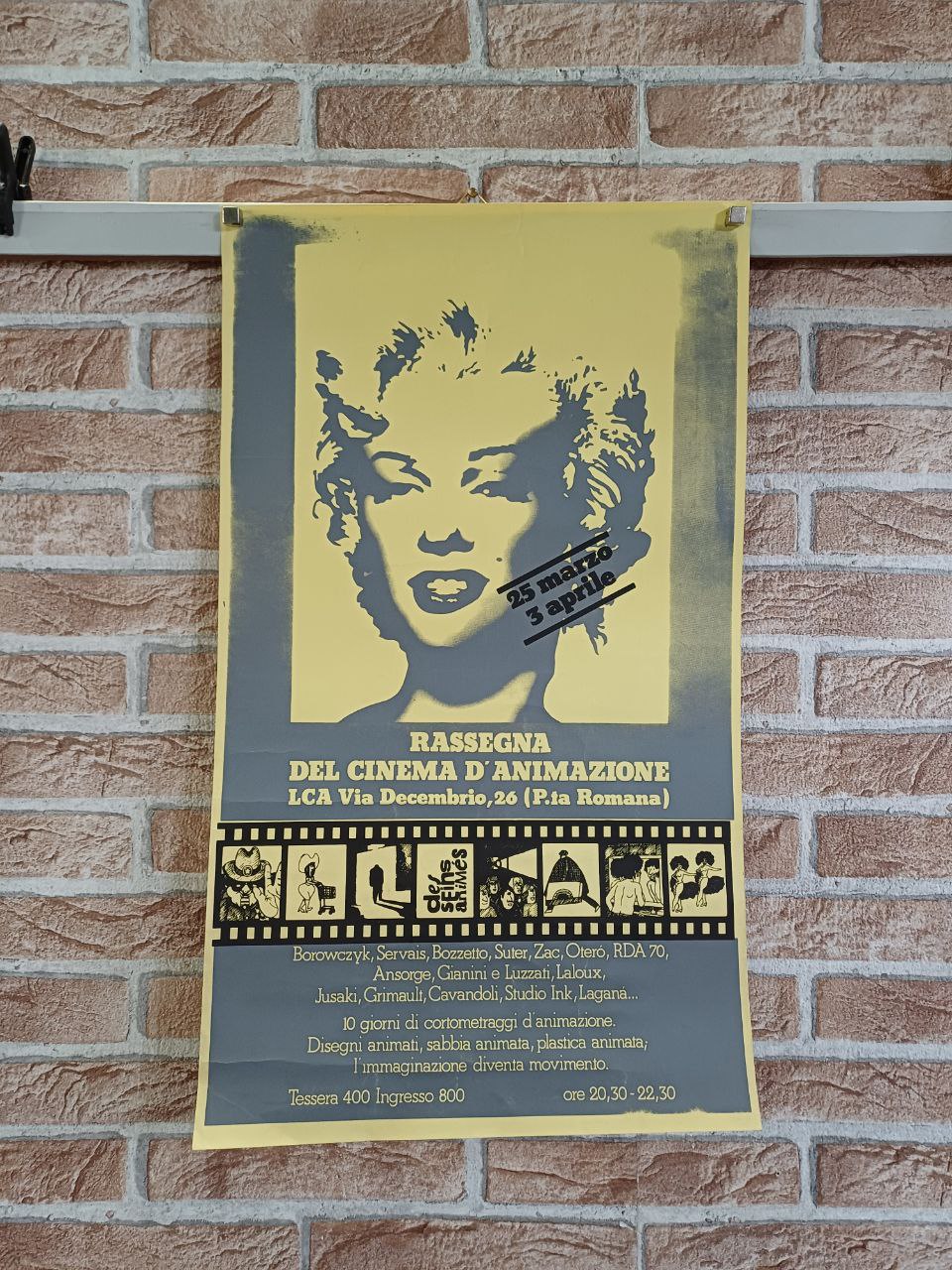 Manifesto originale pubblicitario - Rassegna del cinema d'animazione - Marilyn Monroe
