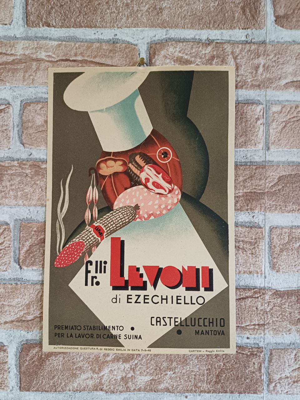 Cartonato originale pubblicitario - F.lli Levoni di Ezechiello - Mantova