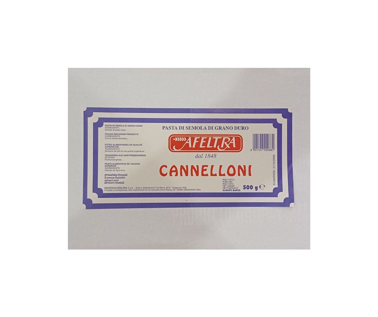 Etichetta Pastificio Afeltra