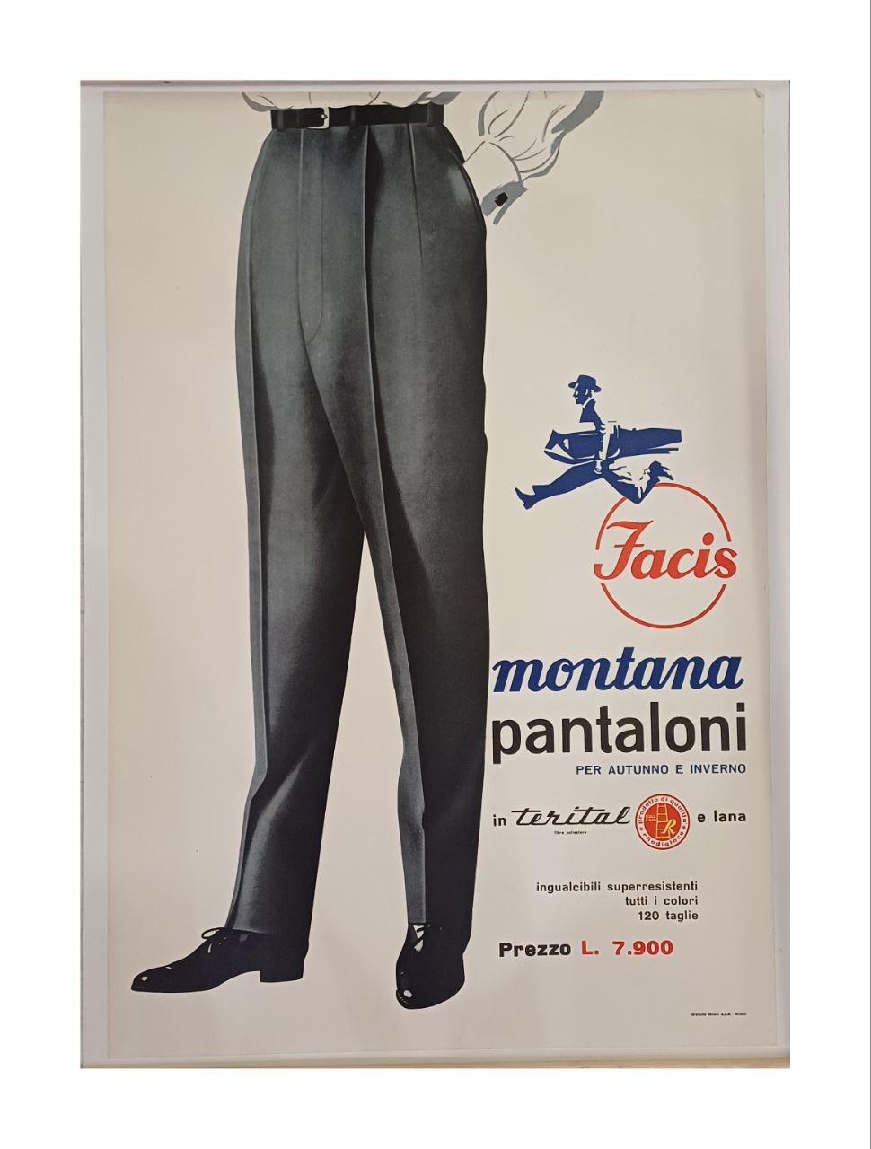 Manifesto originale pubblicitario - Facis, Montana pantaloni Torino