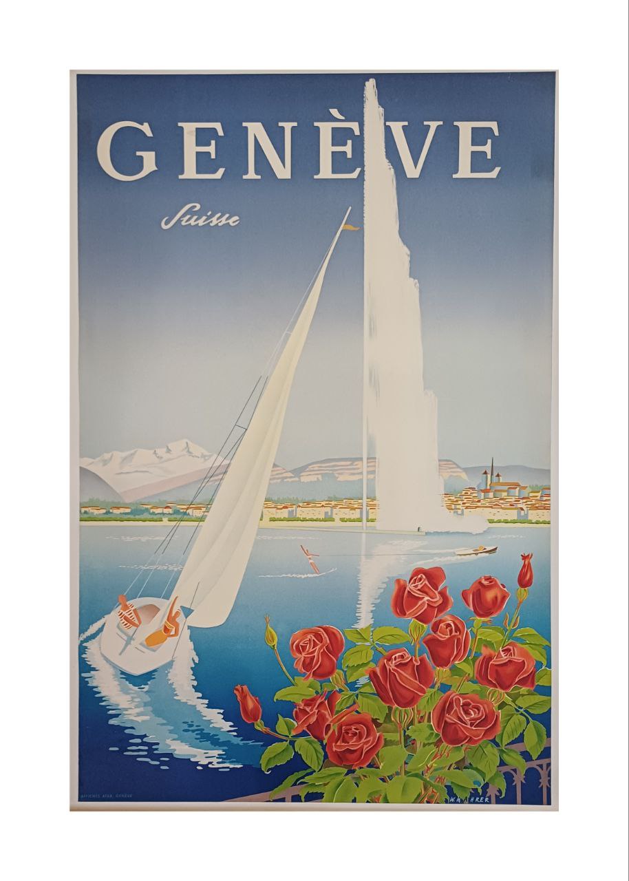 Manifesto originale pubblicitario - Genève Ginevra - vela