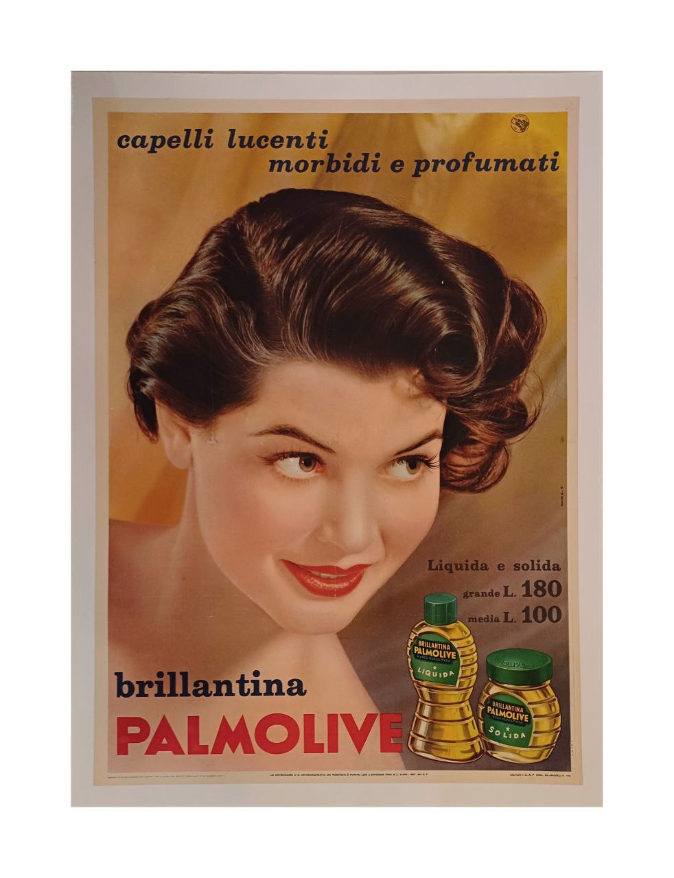 Manifesto originale pubblicitario - Brillantina Palmolive