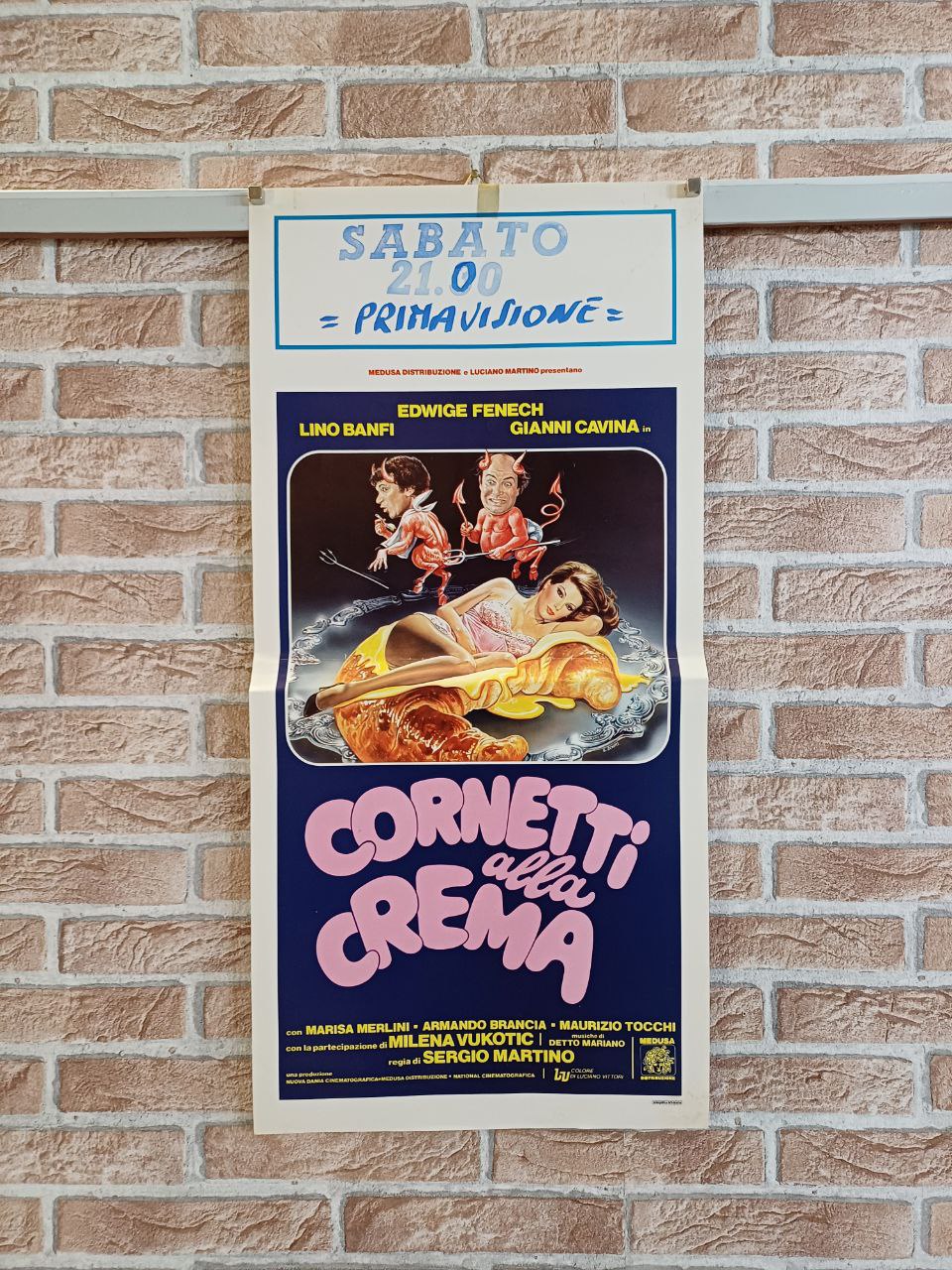 Locandina originale di cinema - Cornetti alla crema - Banfi - Fenech