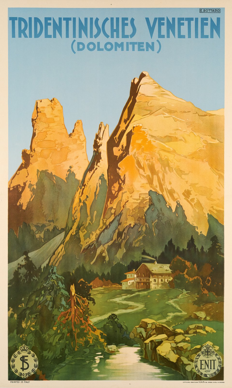 Manifesto originale pubblicitario - Dolomiti - Venezia Tridentina