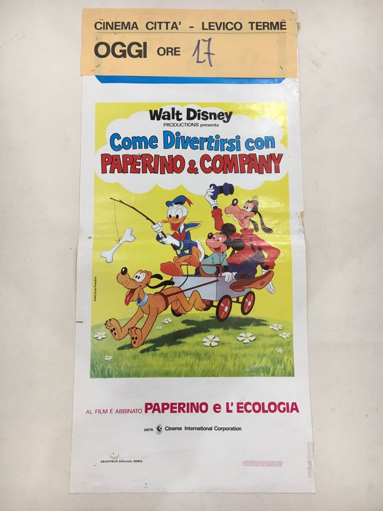 Locandina Di Cinema Originale D'Epoca Come Divertirsi Con Paperino & Company Tortona4Arte
