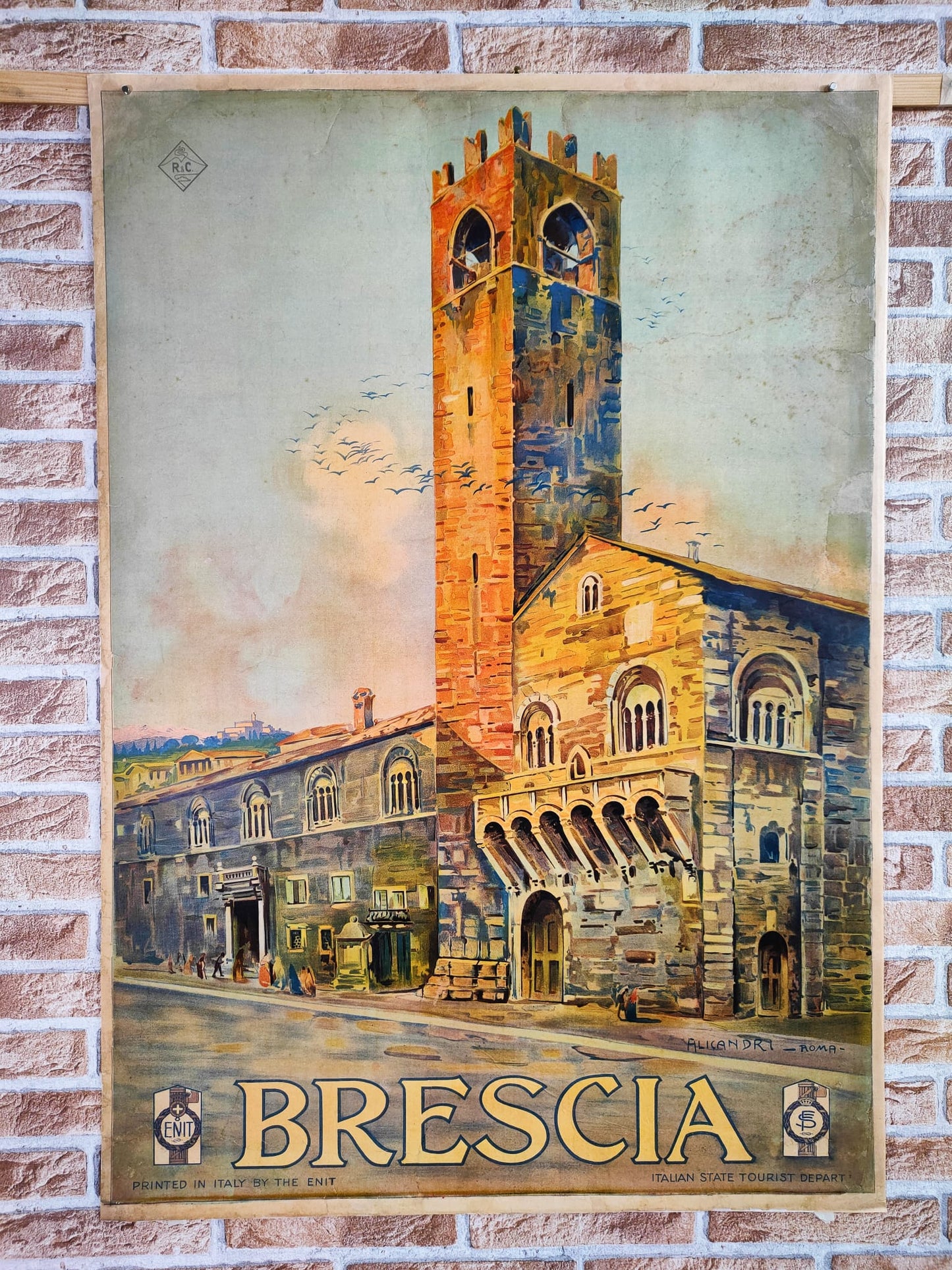 Manifesto turistico originale d'epoca - Brescia ENIT Tortona4Arte